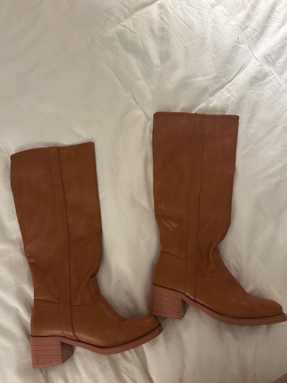 Tall Women's Leather Riding Boots - Tan